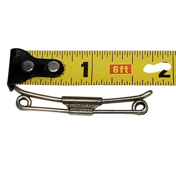 Swank 50 Tie Collar Bar Clip Clasp Silver Tone Pat Number 75818 Vtg - Picture 5 of 7